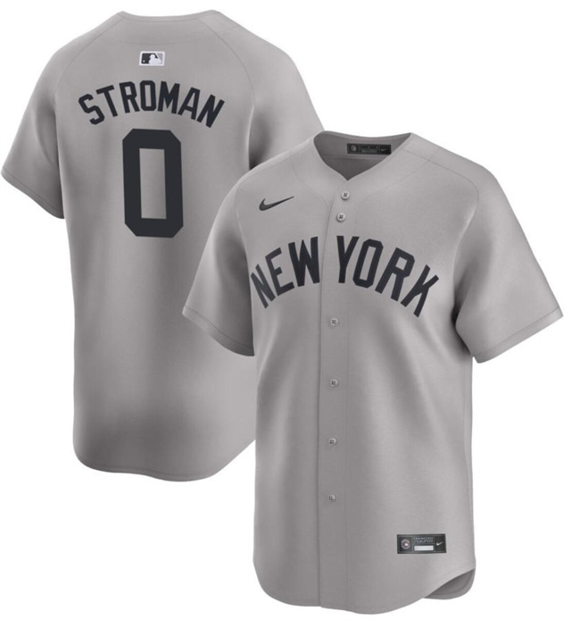Men's New York Yankees #0 Marcus Stroman Gray Cool Base Stitched Baseball Jersey